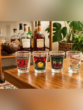 Set of 4 Clear Glass Shot Glasses from Jamaica